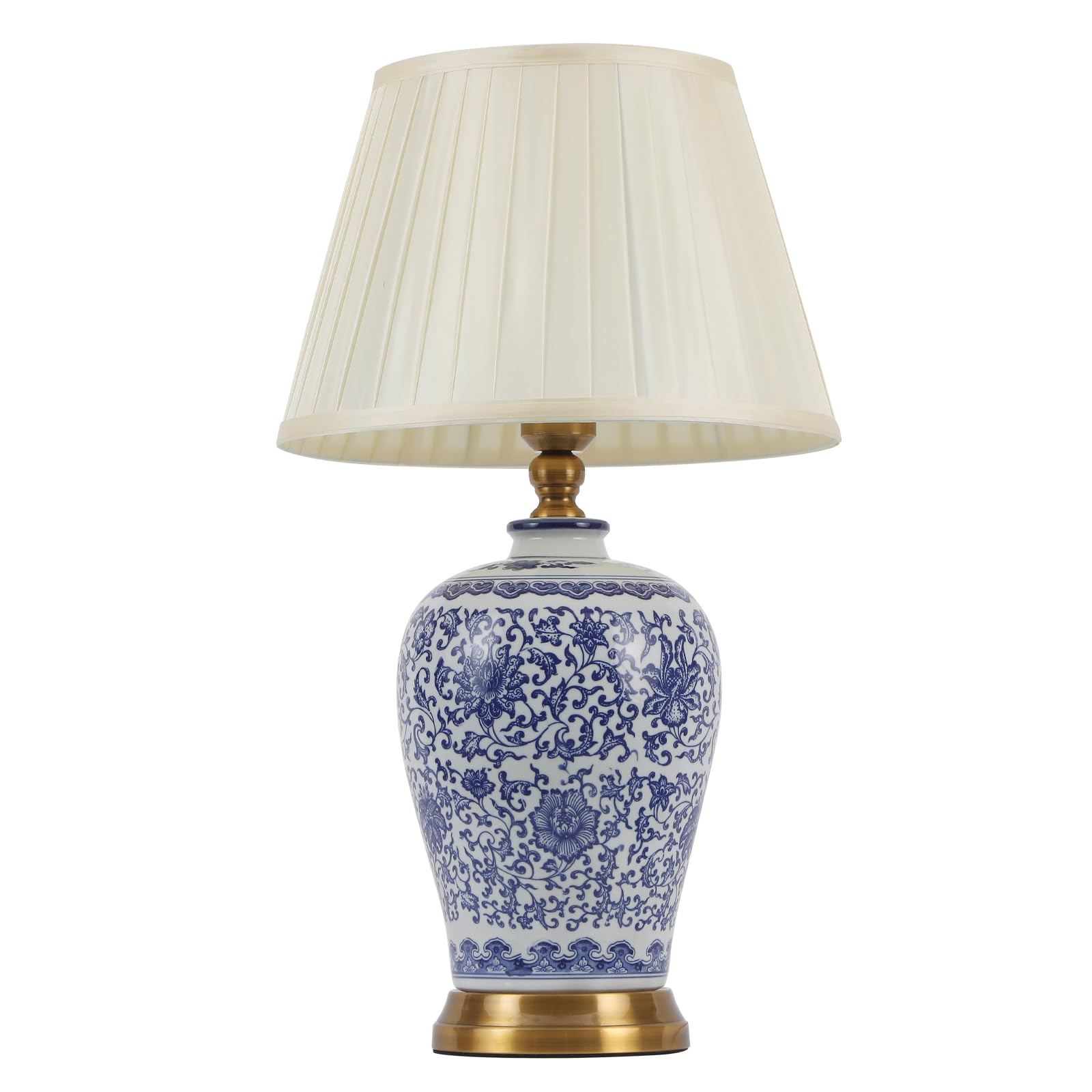 Lampada Da Tavolo In Ceramica Retrò, Lampada Da Comodino In Tessuto, Lampada Da Lettura Per Camera Da Letto Vintage Paralume Bianco Lampada Da Scrivania Stile Moderno E27 (F 58Cm)