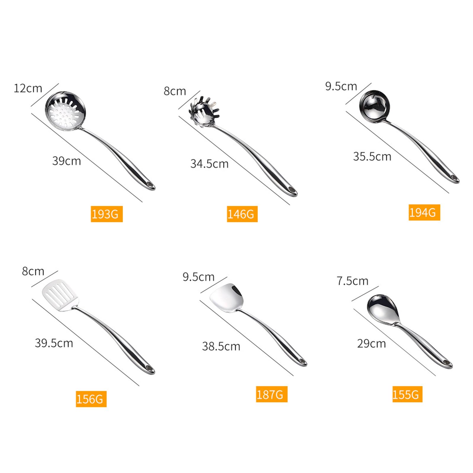 Generisch Küchen Kochutensilien Set Edelstahl, Hitzebeständig, Spülmaschinenfest, mit Halter, Verbrühungssicherer Wärmeisolierter Griff