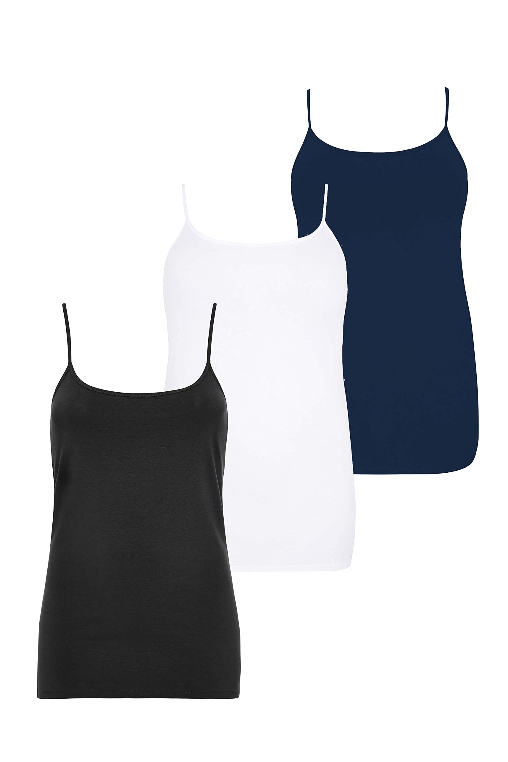 Yours Women's Black 3 Pack Cami Tops In | Size: 20