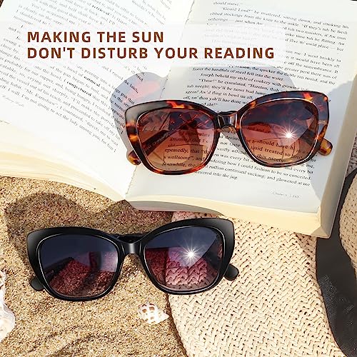 Ladeesse Bifocal Sunglasses For Women Cateye Stylish Reading Glasses 2 Pack Uv400 Magnifying Readers Glasses +2.5 #TOP1