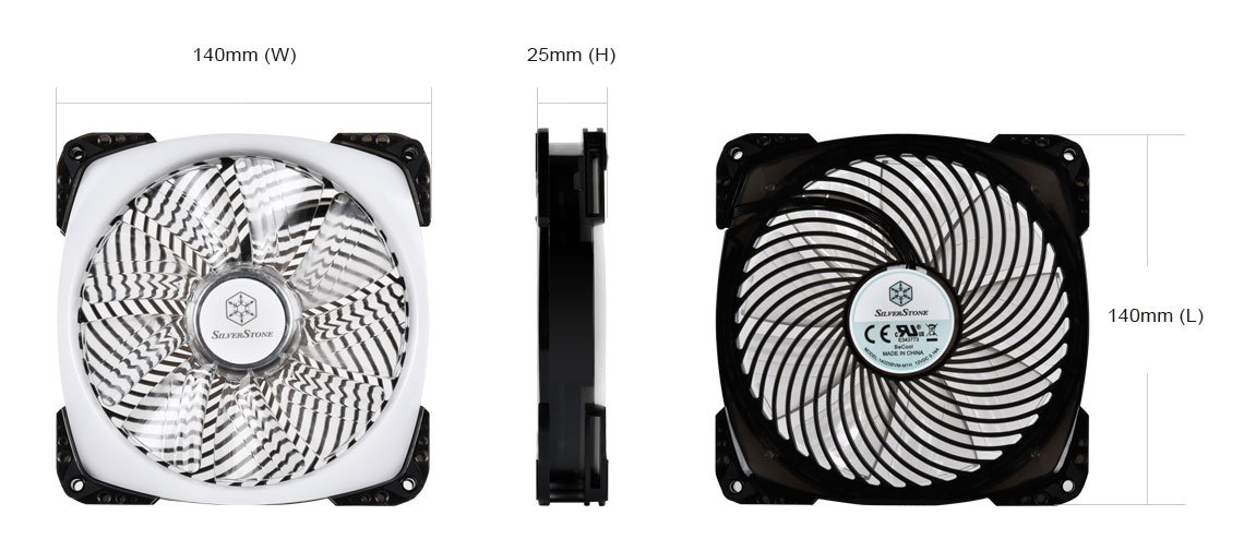 SilverStone SST-FW142-RGB - Ventola di raffreddamento della cassa del computer silenziosa serie FW 140 mm PWM, lama trasparente con telaio nero, cuscinetto a sfera, LED RGB