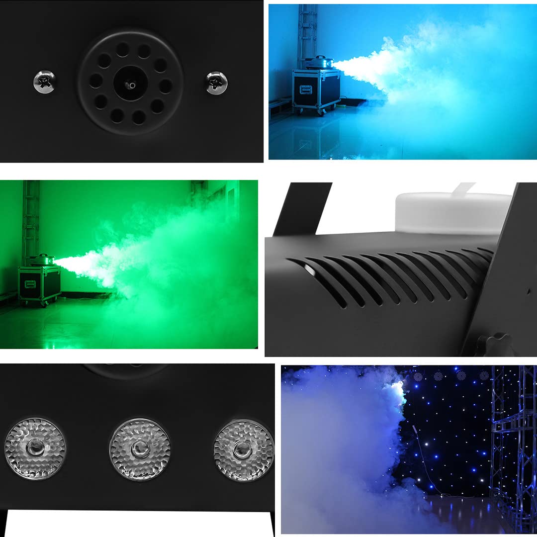 LEFEDA Macchina del Fumo a LED, Macchina del Fumo da 500 W, nebulizzatore per Effetti scenici con Telecomando cablato, per Feste di Natale