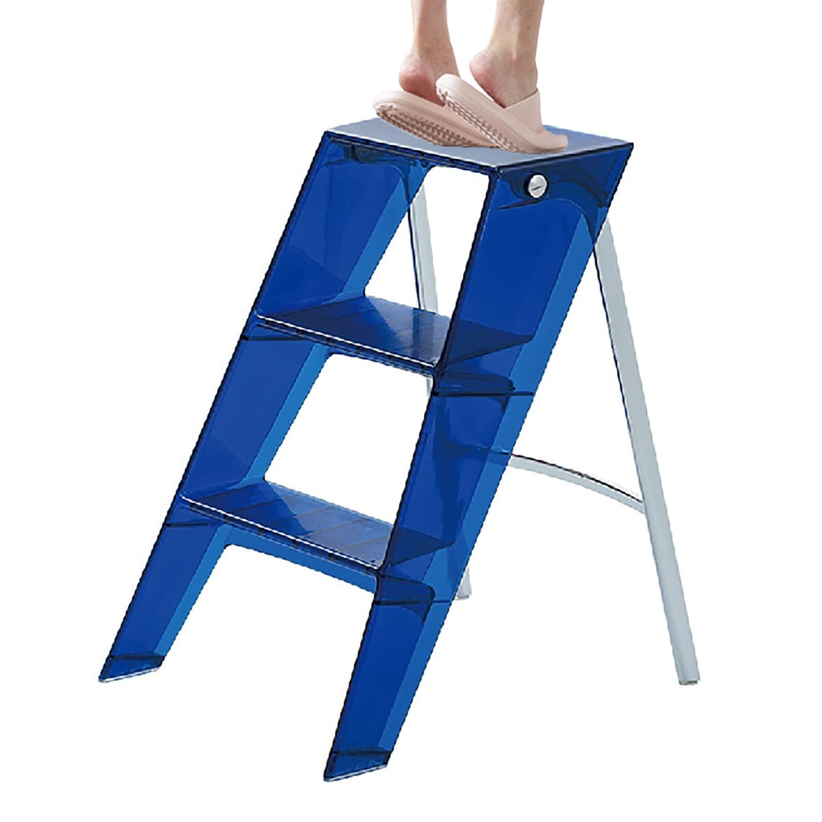 Escalera plegable de acero inoxidable con pedal ancho de alta seguridad