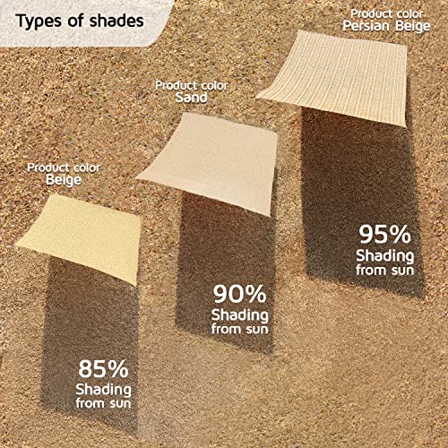 Image of HIPPO Shade Sail 12 Feet X 16 Feet Sun Shade 85% UV Block for Canopy Cover, Outdoor Patio, Garden, Pergola, Balcony Tent (Green)