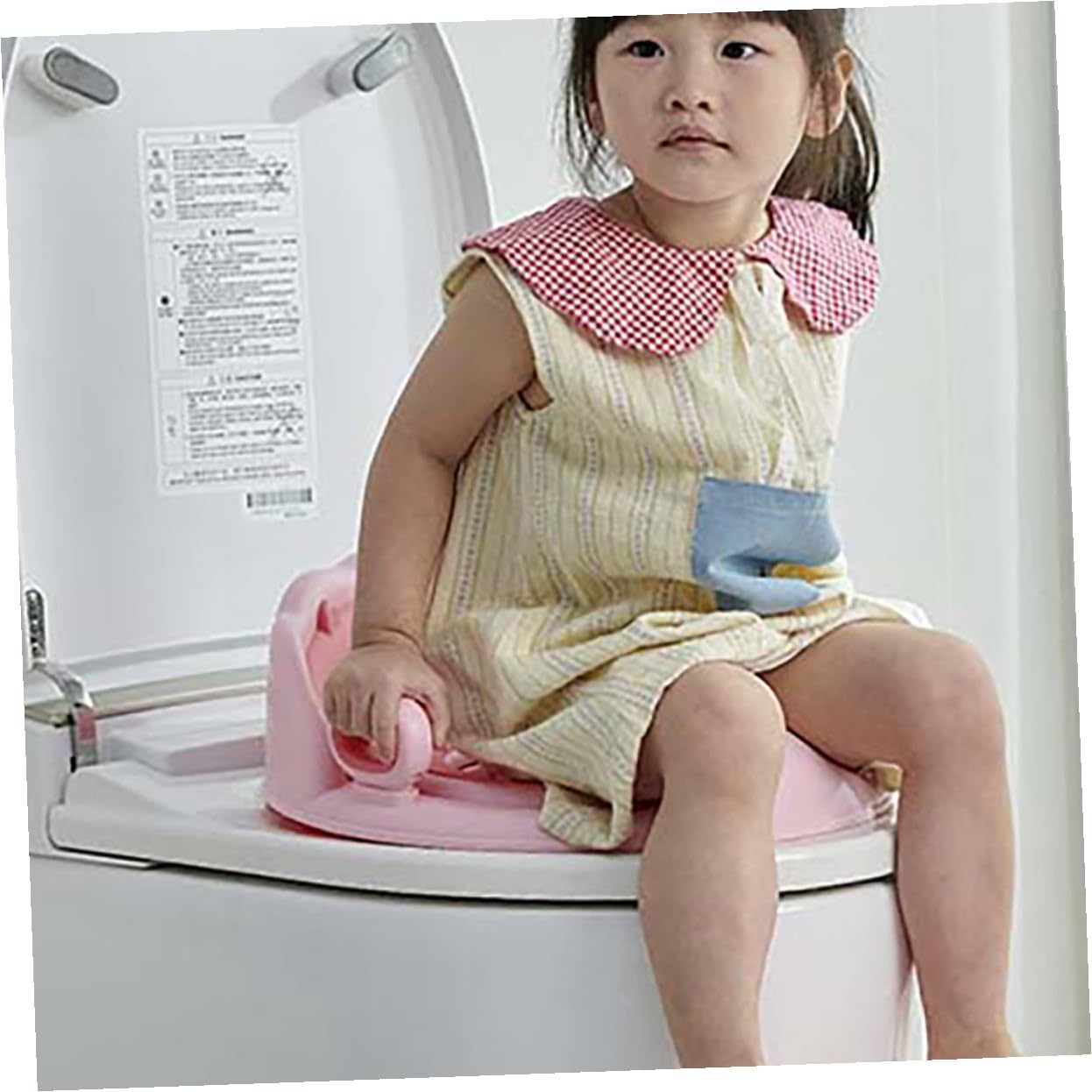Toilet Seat with Non-Slip Bottom and Ladder TPE Cushioned Potty Training Seat in Adorable Blossom Pink Animal Design for Boys