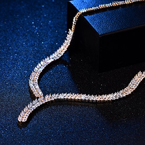Masop Luxury Marquise Cluster Leaf Shape Crystal Jewelry Set For Women Bracelets/Earrings/Necklace Gold #TOP2