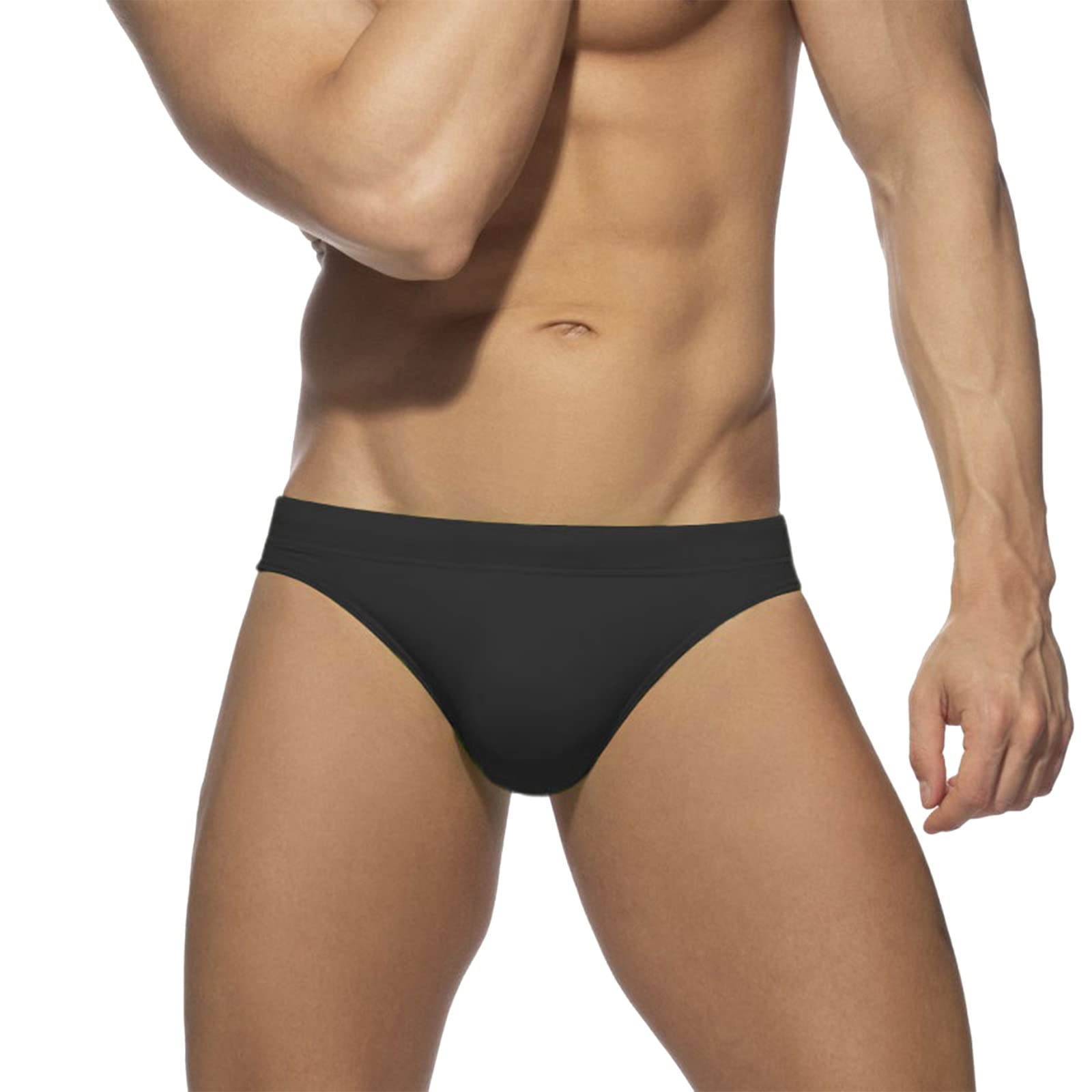 SUPTTING Bañador Hombre Cortos Natacion Traje De Baño Sexy De Cintura Baja Colores Sólidos De Fashion Triangulares Transpirable Blanco con Elastic
