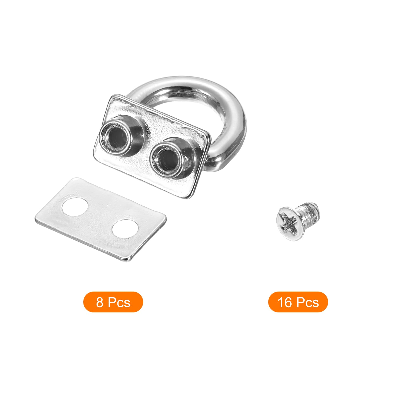 Uxcell Metal Bag Connector with D Ring, 8Pcs 18mm Purse Bridge Hanger Buckle with Screws for Purse DIY Key Chain Lanyard (Silver Tone) - Image 3