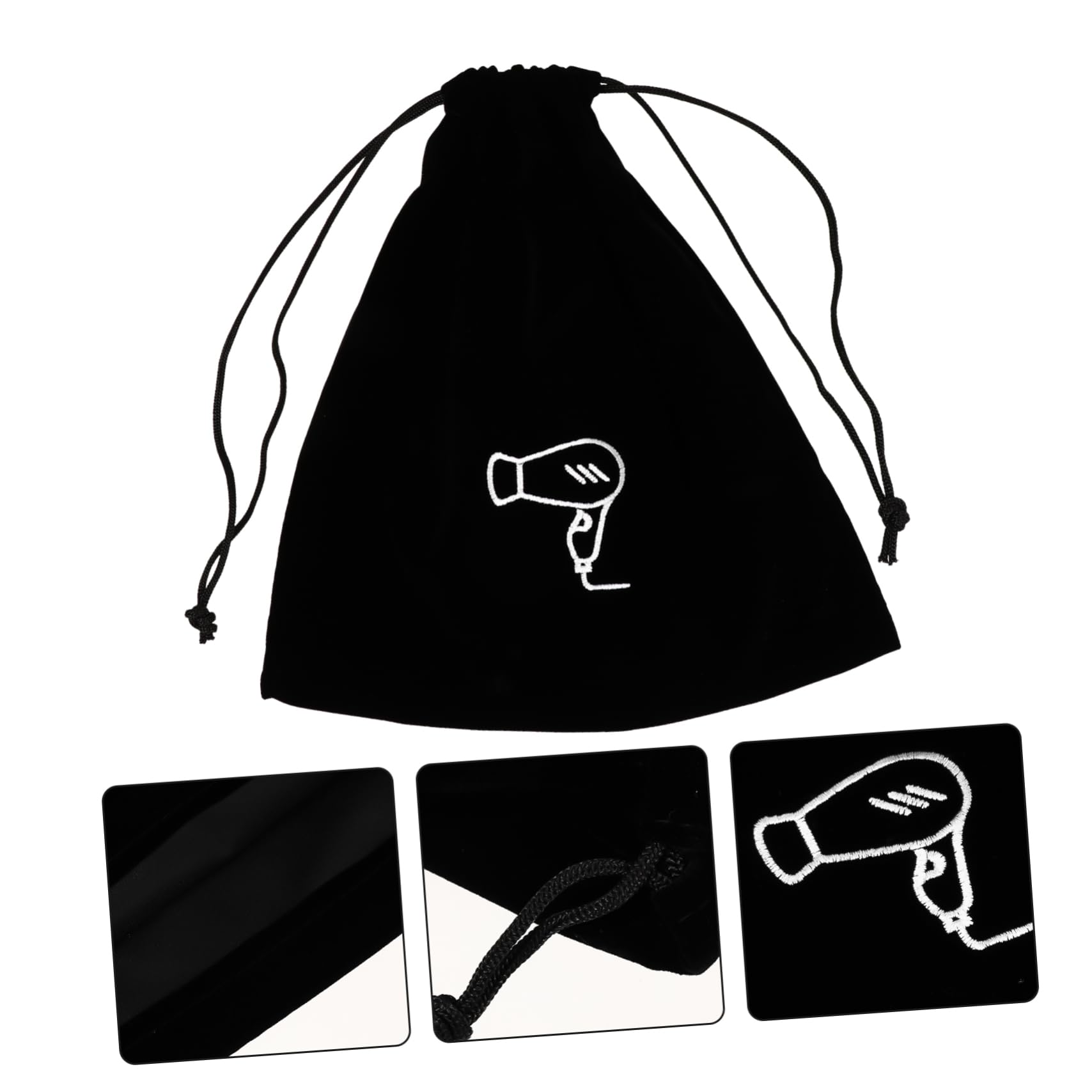 DOITOOL 13piezas Bolsa De Almacenamiento De Franela Para Secador De Pelo y Joyas Organizador De Artículos De Cierre Color Negro
