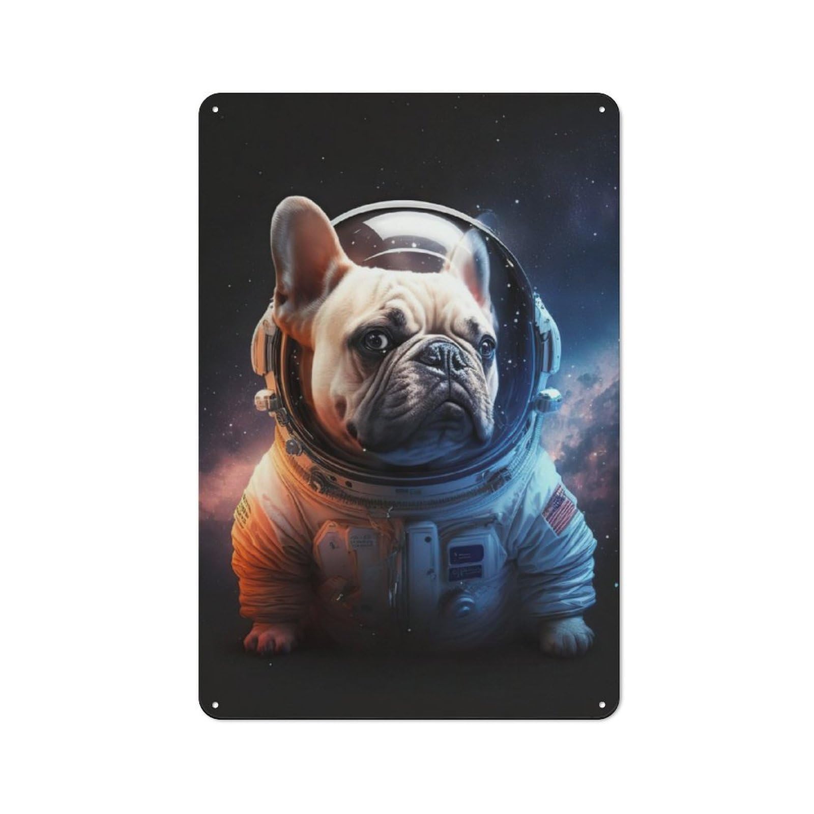 Junmoney Astronaut Dog Metal Sign 30X20cm With For Workshop Wall, Rustic Decor, For Garage, Workshop And Man Cave Decoration