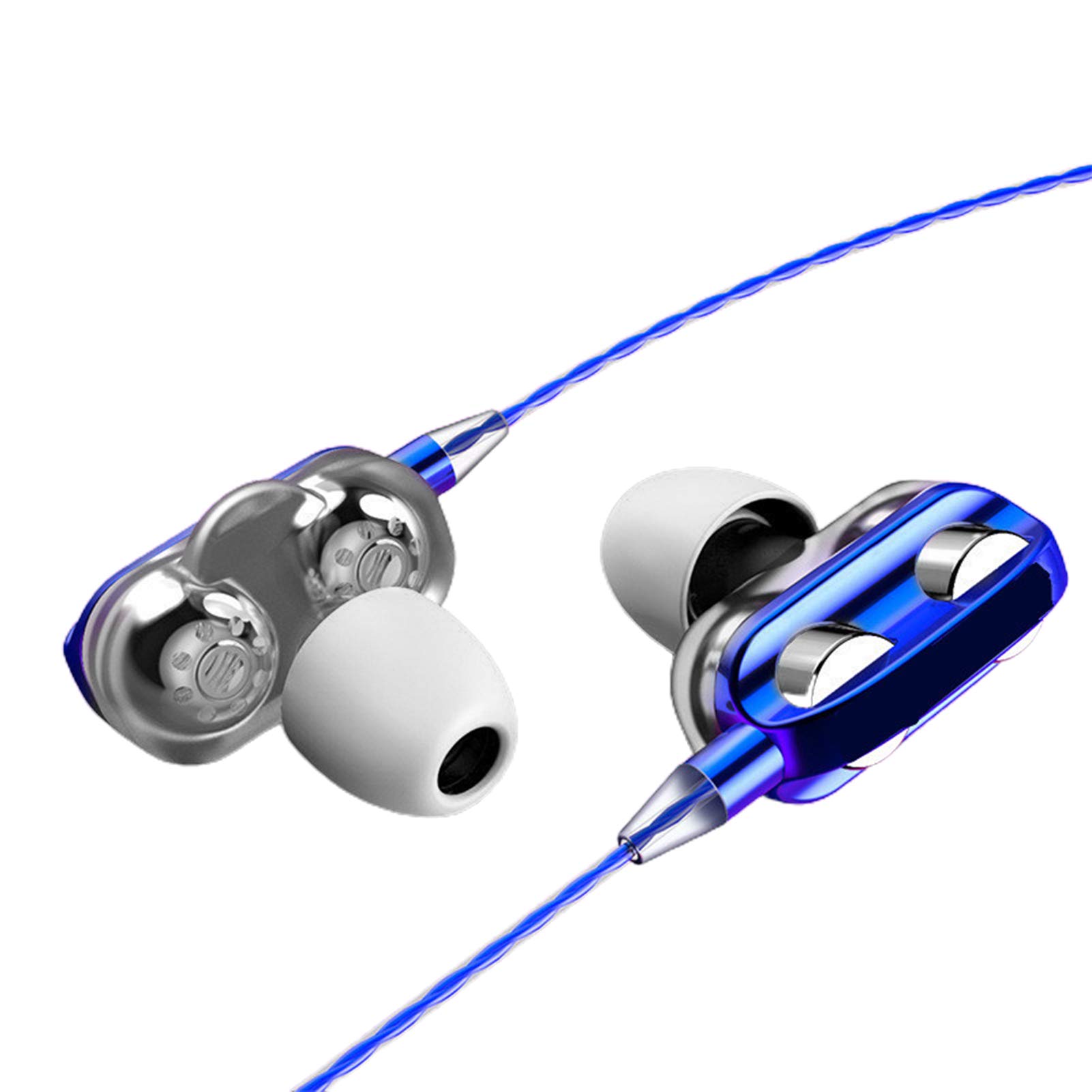 Universal in-Ear Gaming Earbuds Wired Earphone A4 Wire Control Double Moving Coil Subwoofer Earphone in-Ear Earplugs Headset