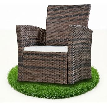 Melko Gartensessel Gartenstuhl Polyrattan wetterfest mit Sitzkissen Braun