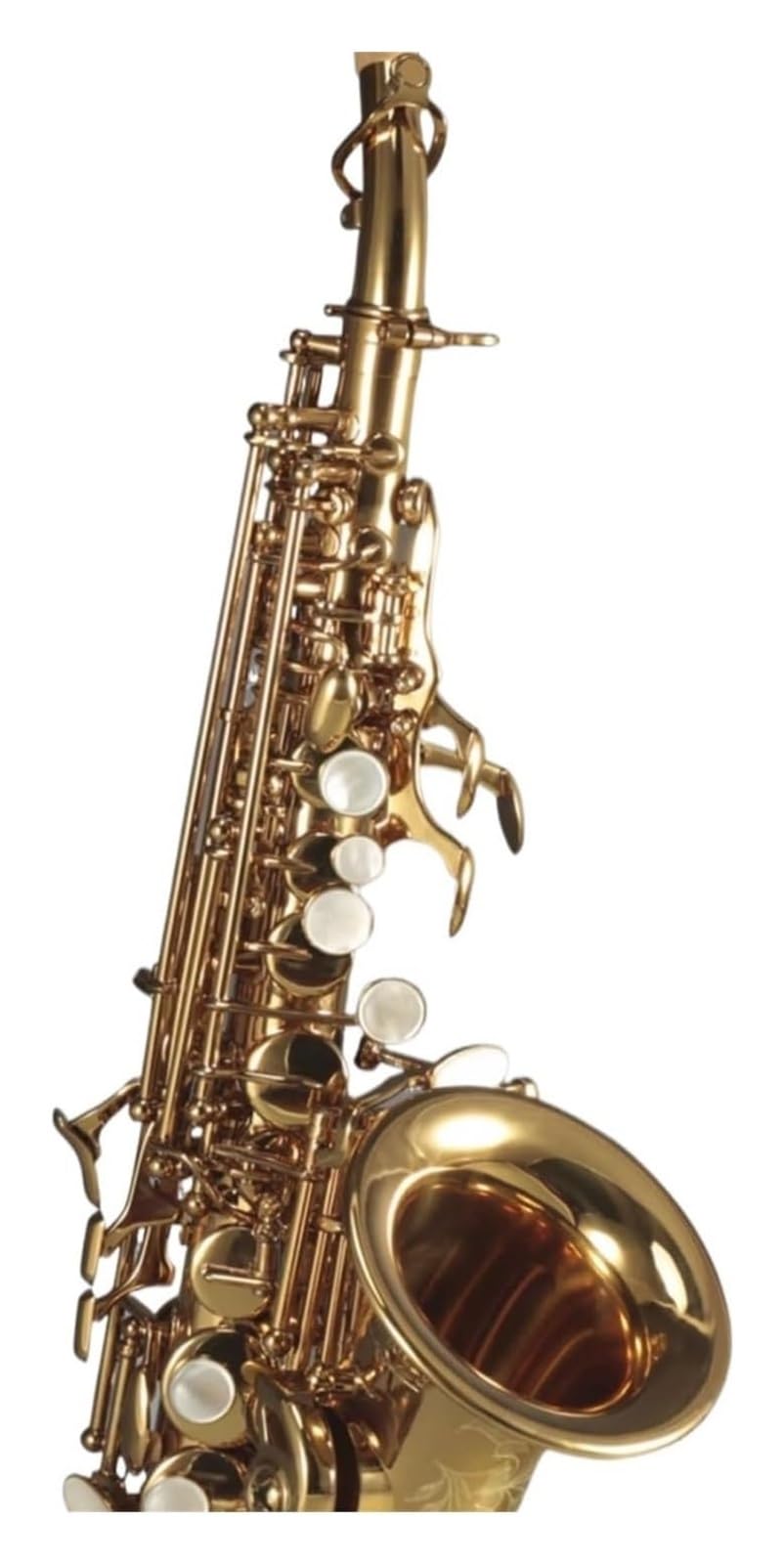 Musikinstrumente mit Schalenknopf, Saxophon. Kleines gebogenes B-Sopraninstrument