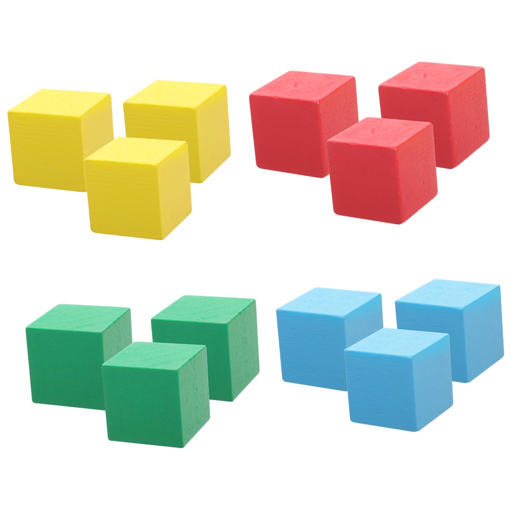 Toyvian 12pcs Colorful Building Blocks Wooden Cube Blocks Wooden for Building Bricks Construction Kits for Boys and Girls