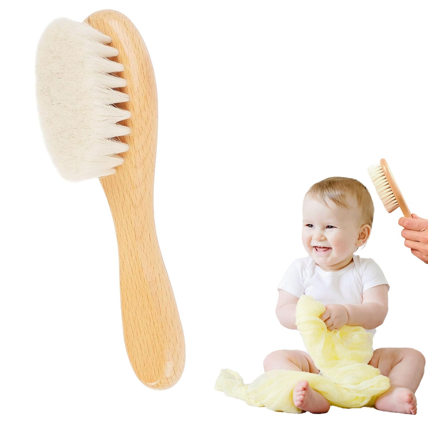 2 Pcs Baby Hair Brush, Baby Brush with Natural Soft Goat Bristles for Infant, Toddler, Newborns