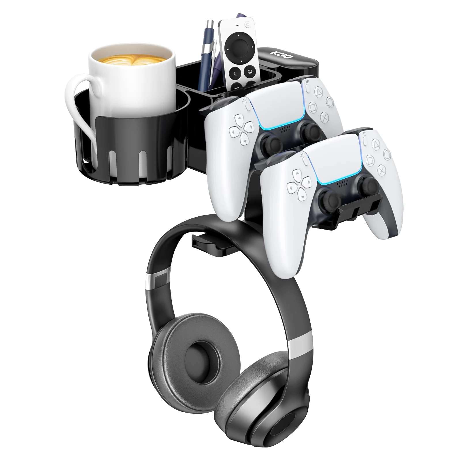 TrueCart Universal Under-Desk Gaming Station: Rotatable Controller & Headset Mount with Cup Holder-image-49