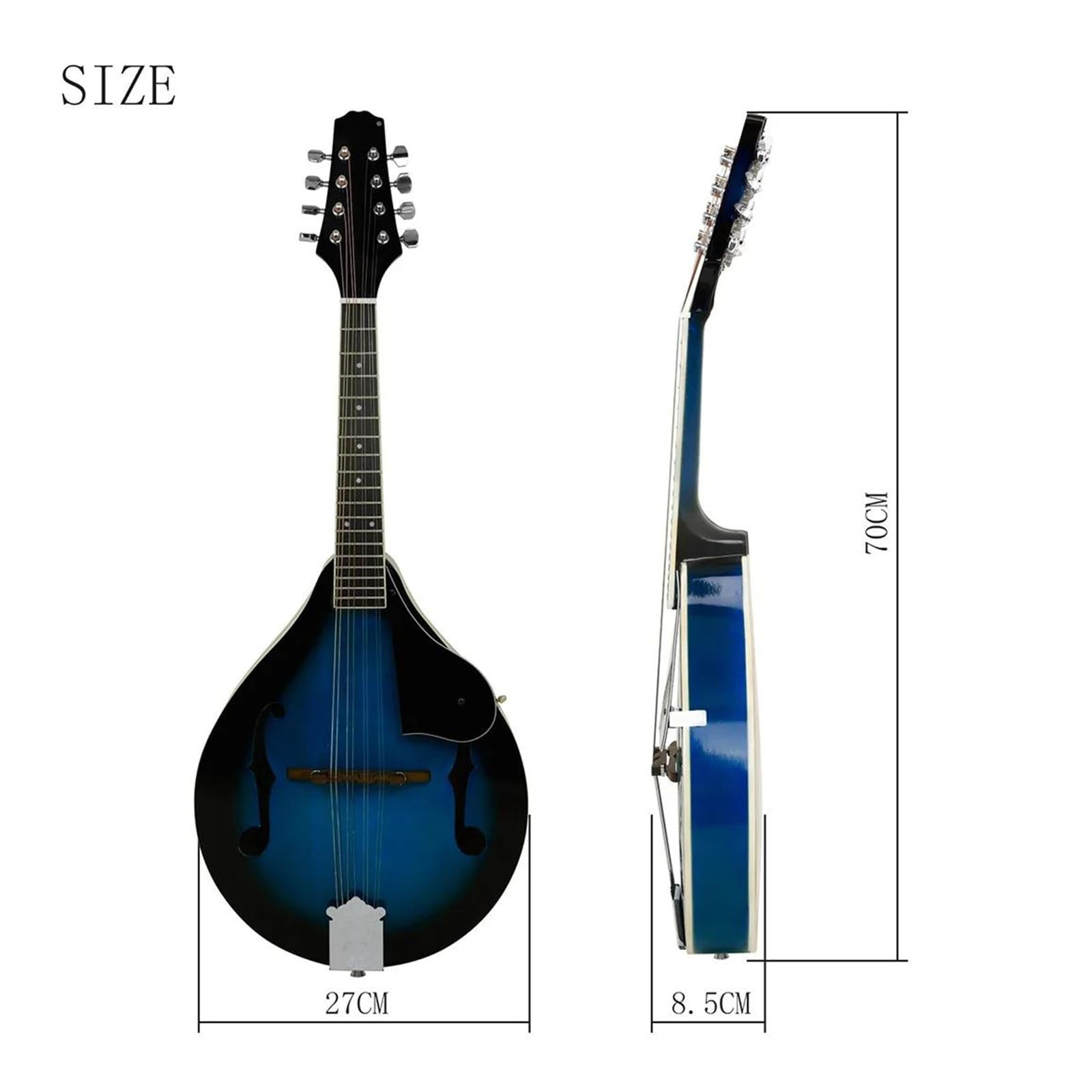 Mandoline électro acoustique 8 cordes en bois massif performance professionnelle Mandoline pour Débutants