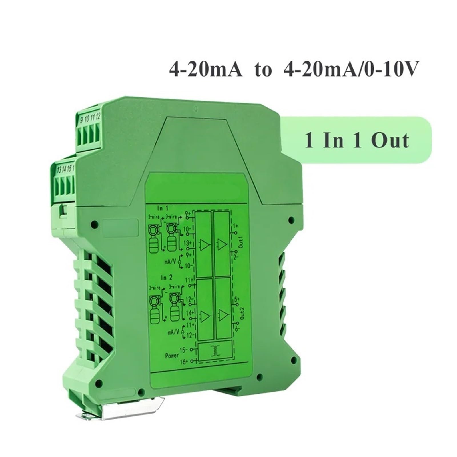 Ampèremètre analogique 4 isolateurs de signal 20 mA Convertisseur de sortie 0-10 V vers 4-20 mA DC Isolation galvanique (2 entrées 4 sorties, sortie 0-5 V, entrée 0-20 mA)