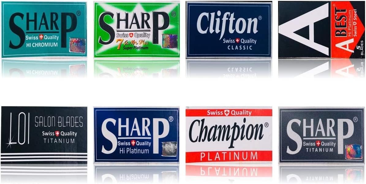 40 Excellent Quality Double Edge Razor Blades Sampler (8 different brands)