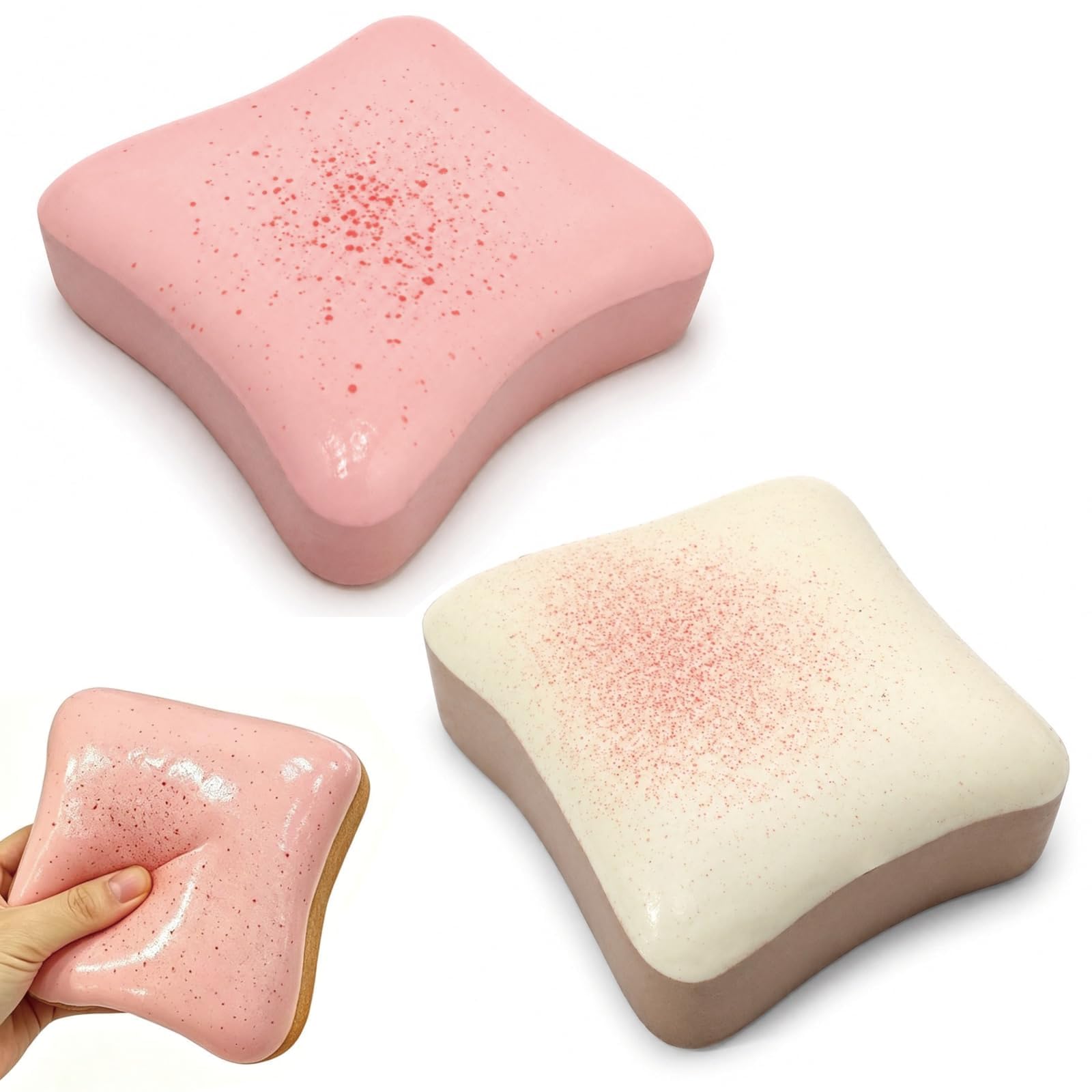 2Pcs Sensory Fidget Items for Desk Stress Management, Anxiety Relief Squeezing Balls for Work Breaks and Focus, Slow Rising Balls, Desk Accessory for Office and Home Use (Pink White)