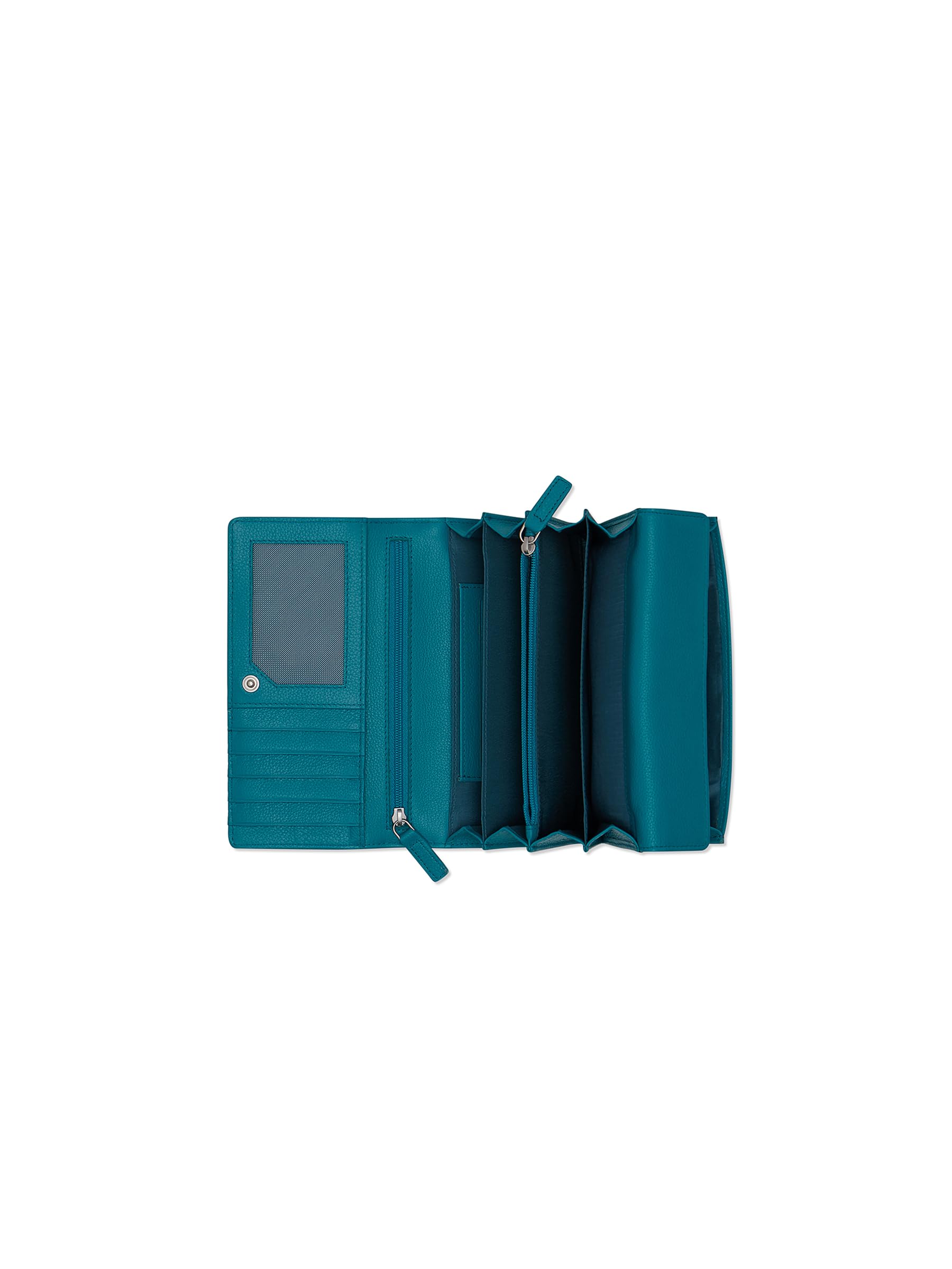 Valentini Portfel Damski - Portmonetka - Skóra Naturalna - Ochrona RFID - 12 Przegródek na Karty i Dokumenty - 17 x 10 cm Zielony Bow