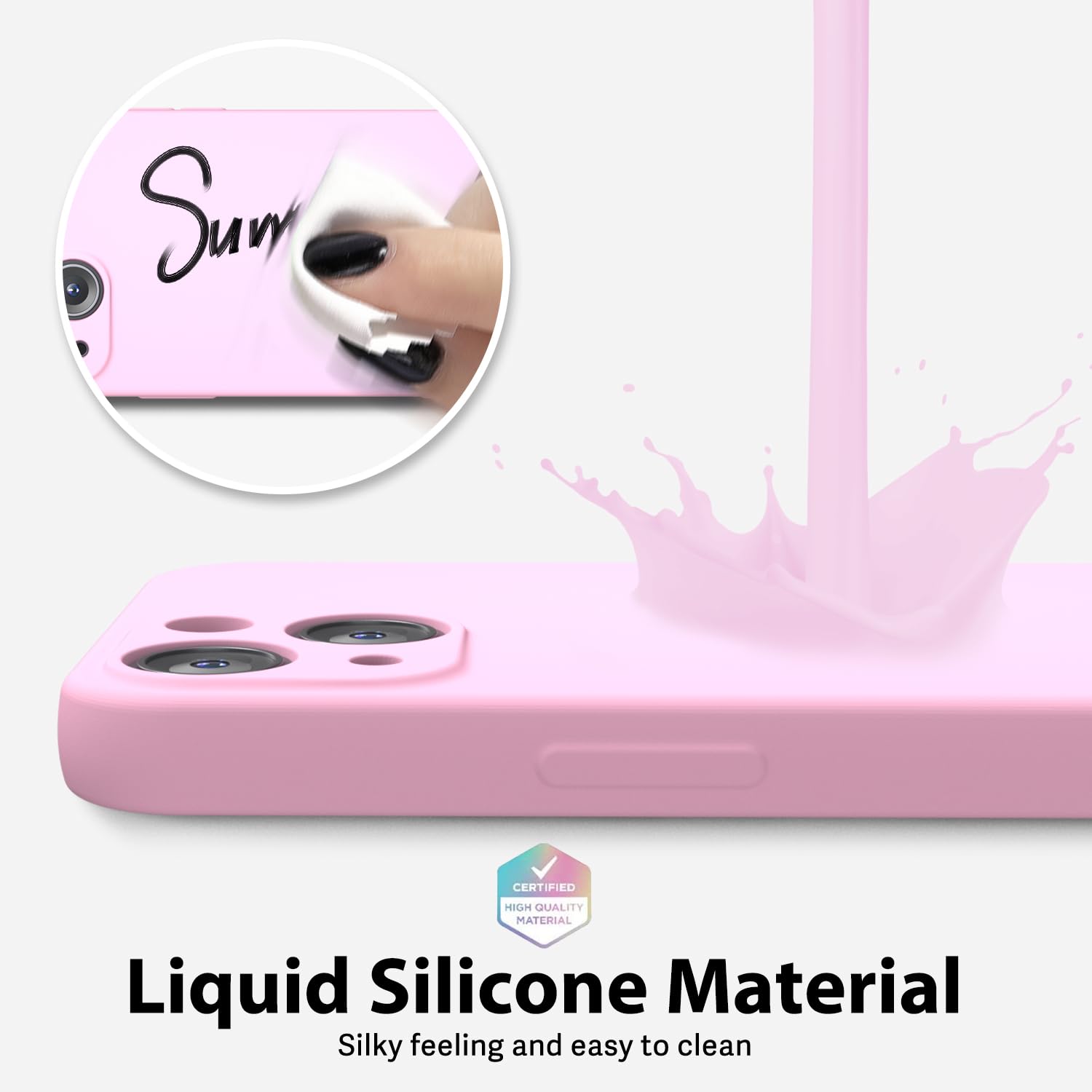 oakxco for iPhone 16 Pro Max Case Liquid Silicone, Soft Rubber Gel Elegant Aesthetic Basic Simple Cover, Cute Thin Slim TPU Matte Solid Color Plain Smooth Case for Women Girl, Light Pink — view 631