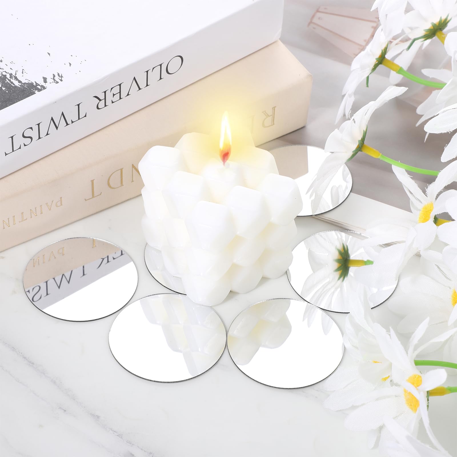 20Pcs Mini Size Acrylic Round Mirror, 2 Inch Adhesive Small Mirrors for Crafts, Acrylic Round Mirror Wall Stickers for Wall and Table Decor, DIY Home Projects, Decorations, Arts and Crafts Supplies