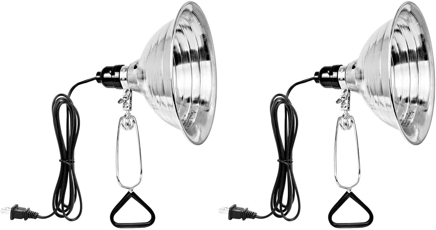 Simple Deluxe Clamp Light with 8.5 Inch Adjustable Aluminum Reflector, Suit for E26 Socket Max 150 Watt Lamp (No Bulb Included), 6 Feet 18/2 SPT-2 Cord, 2 Pack