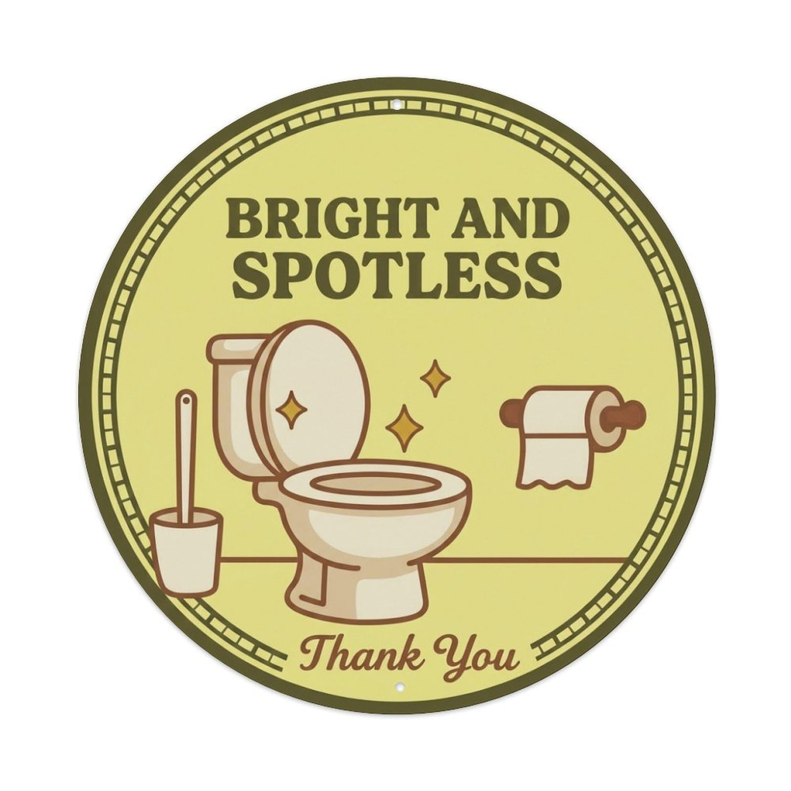 Metal Tin Sign Toilet Clean Bathroom Reminder Bright And Spotless