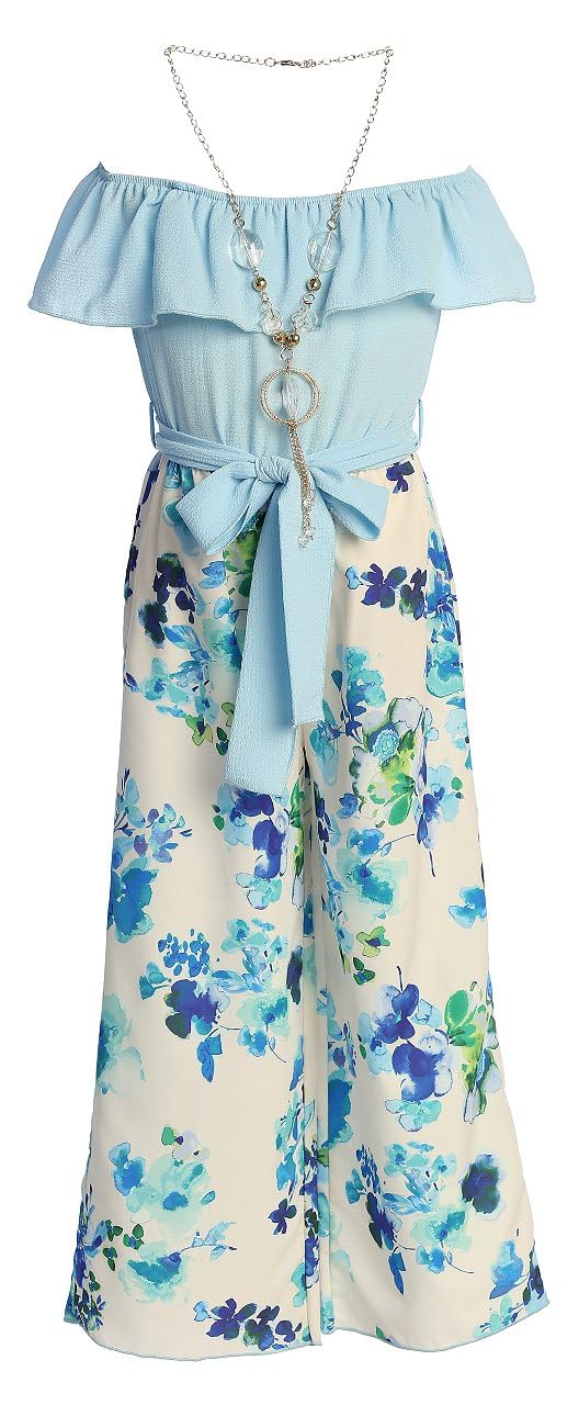 Ärmelloser Jumpsuit für kleine Mädchen, entspannter Schnitt, Chiffon-Gürtel, floraler Strampler