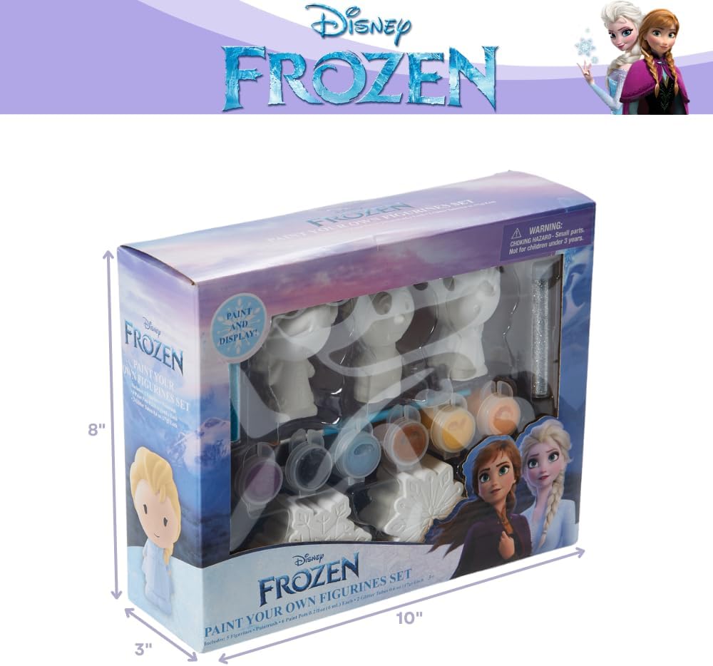Innovative Designs Disney Frozen DIY Paint Your Own Figurines Arts and Crafts Set for Girls - Elsa, Anna, Olaf, Snowflakes