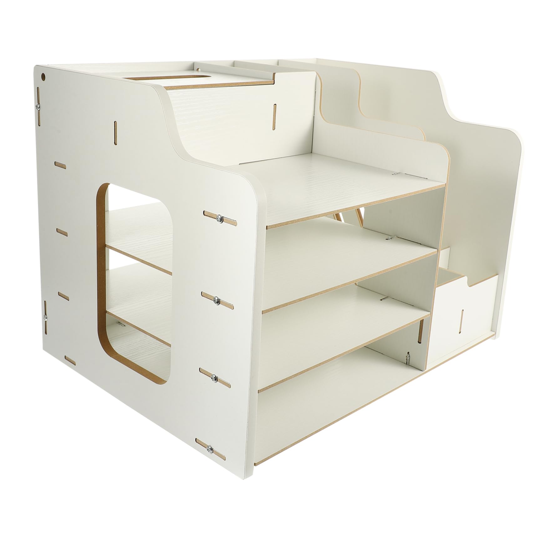 Organizador de Escritorio Multiusos Cajón, Tablero de Densidad Blanco | Compartimentos Versátiles y Diseño Moderno, Decoracion Colegio, para Mesa de Profesores y Aula Escolar