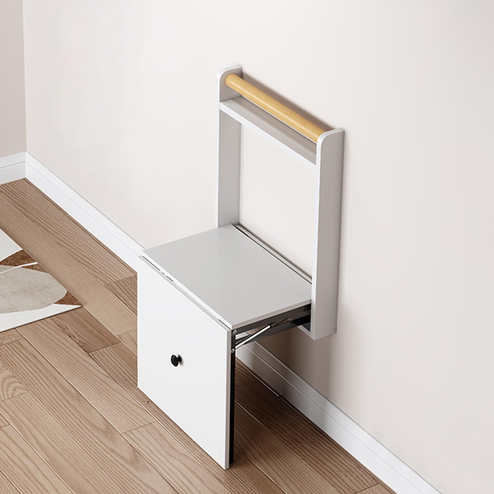 Tabouret de changement de chaussures mural pliable et siege d'entree de couloir invisible