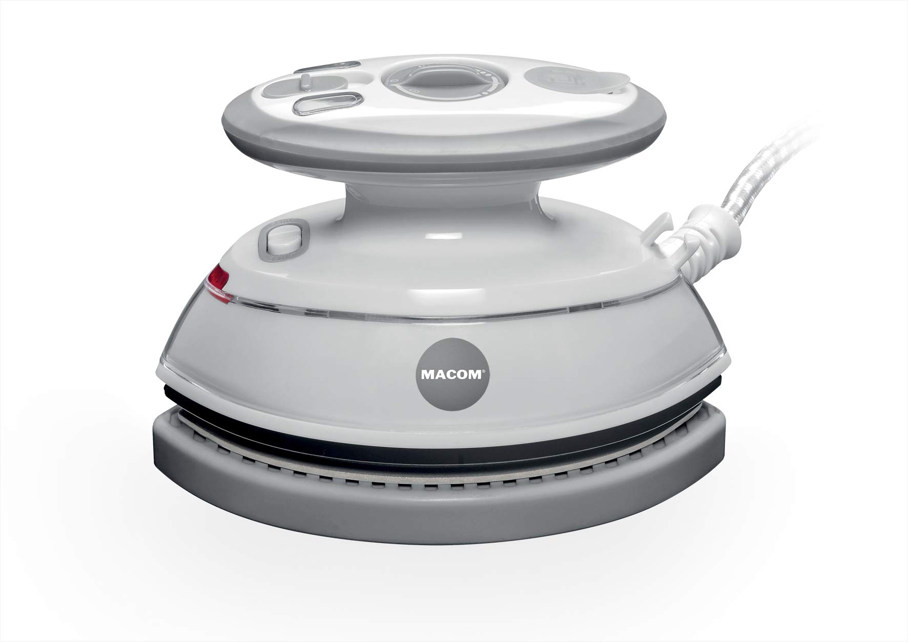 Macom - Mini Plancha de Doble Punta para Vapor de Toda Placa, Color Blanco y Gris