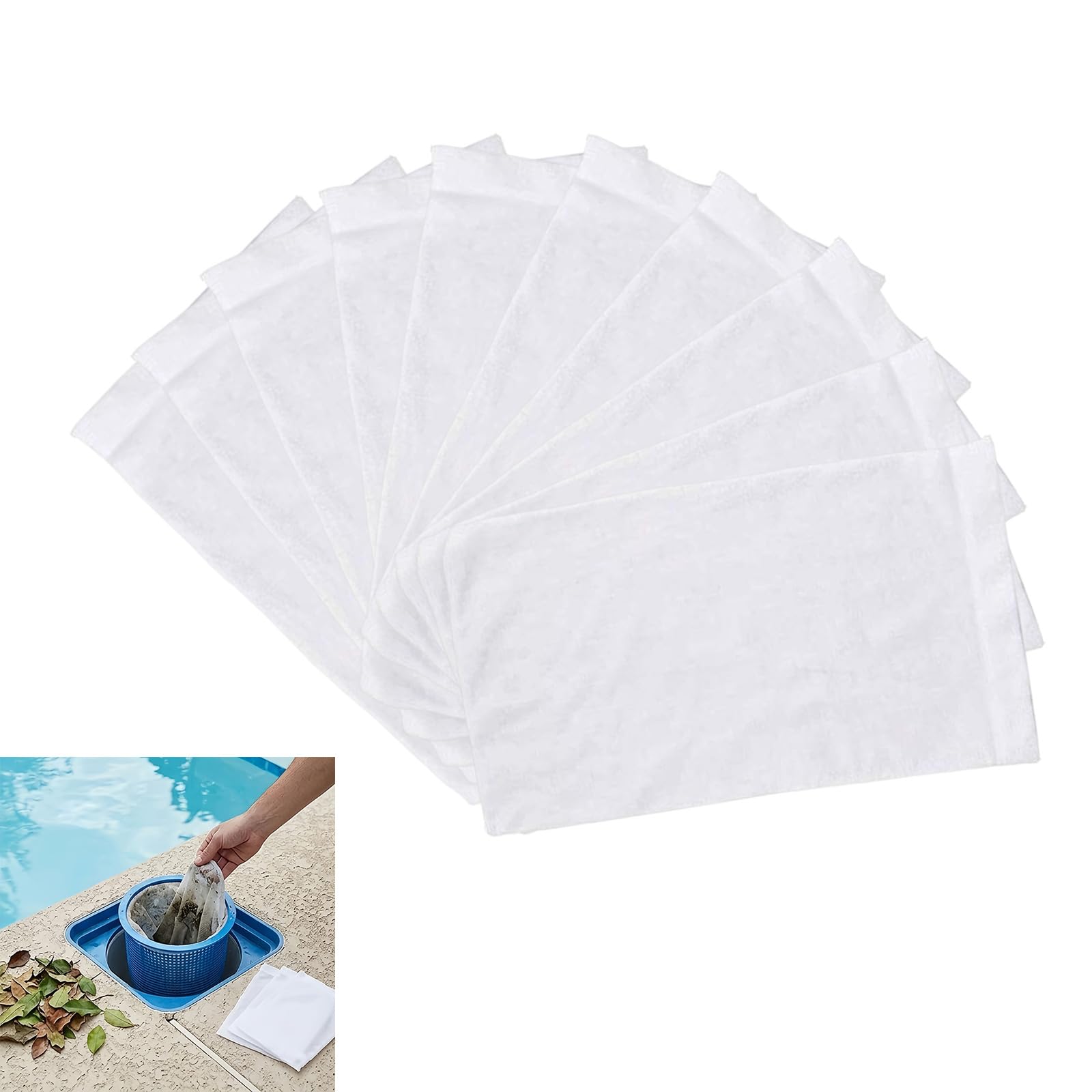 Lot de 100 chaussettes filtrantes pour piscine pour l'entretien du spa, texture polyester, 13 x 22 cm, sac filtrant rectangulaire, adapté pour l'entretien de routine des jeux d'eau, skimmer