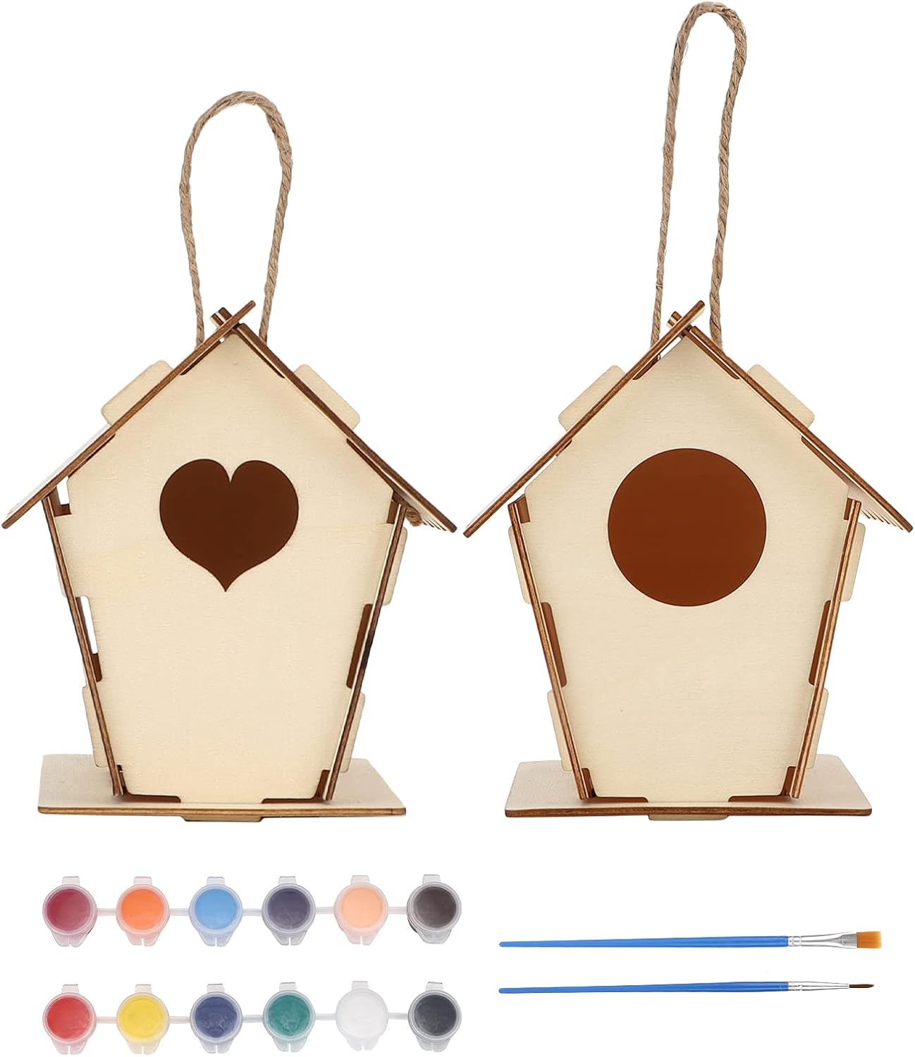 ZheHanWUFB 2 Juegos de Bricolaje casa de pájaros Tablero Compuesto de álamo Caja de pájaros para niños construcción y Pintura de Bricolaje casa de pájaros Bricolaje ensamblado casa de pájaros(Otro)