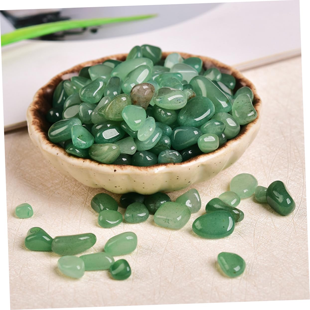 YARNOW 1 Jeu Gravier Jade Aventurine Roches D'aquarium Sable D'aquarium Réservoir Plantes D'aquarium Bocal à Poisson Lampe De Poisson Gravier pour Jardin Aquariums Air Green Pierre