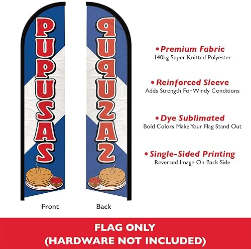 Miniatura 2 de Pupusas - Bandera publicitaria sin viento, perfecta para restaurantes, camiones de comida, patios de comida, tiendas, eventos, cafeterías