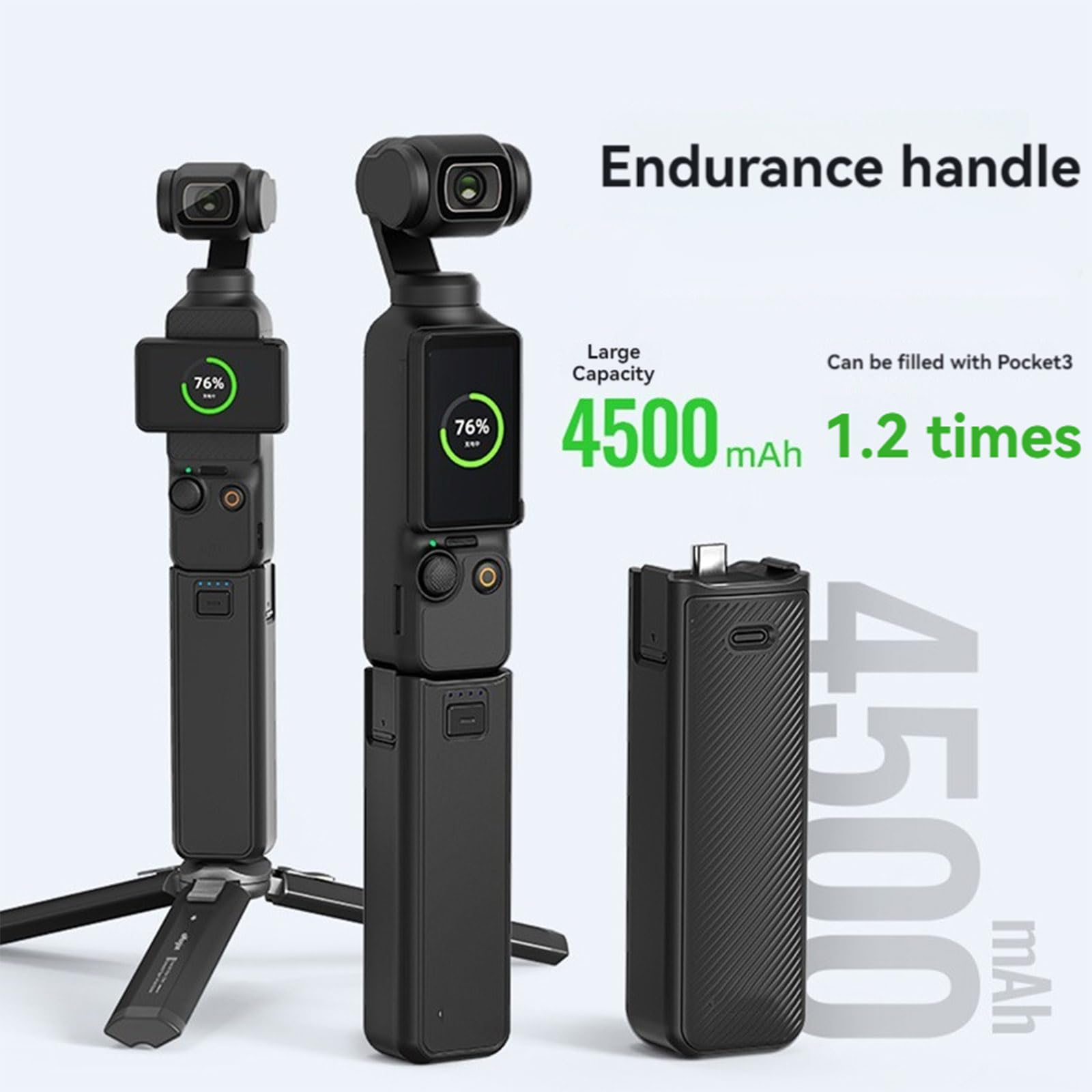 Pocket 3 uchwyt akumulatorowy, przenośny uchwyt, powerbank, wbudowany akumulator 4500 mAh, mobilna ładowarka z przyłączem gwintowanym 1/4 do DJI OSMO Pocket 3 akcesoria do kamery gimbal