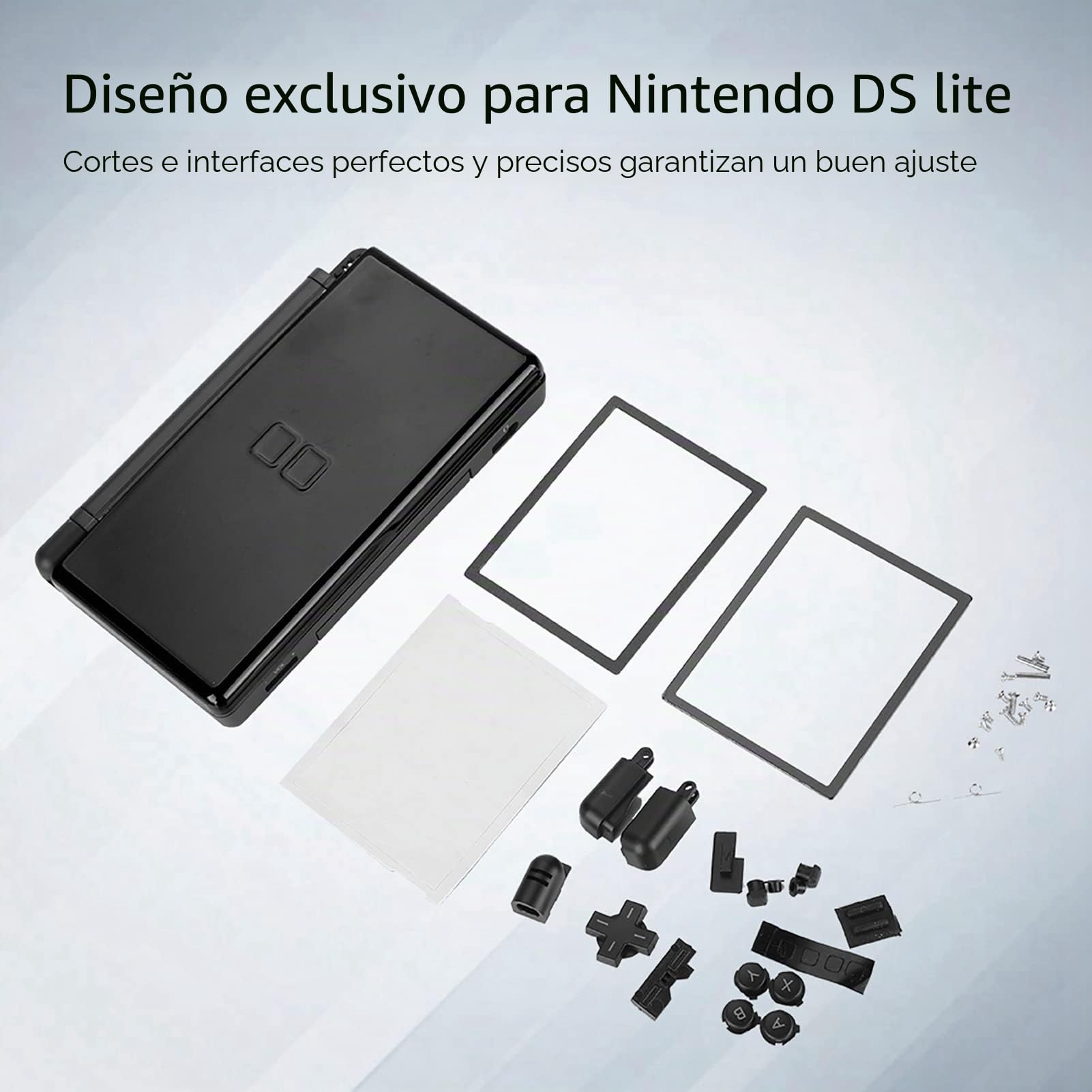 Piezas de Reparación Completas, Carcasa del Kit de Reemplazo DS para Shell Case (Azul) (Negro)