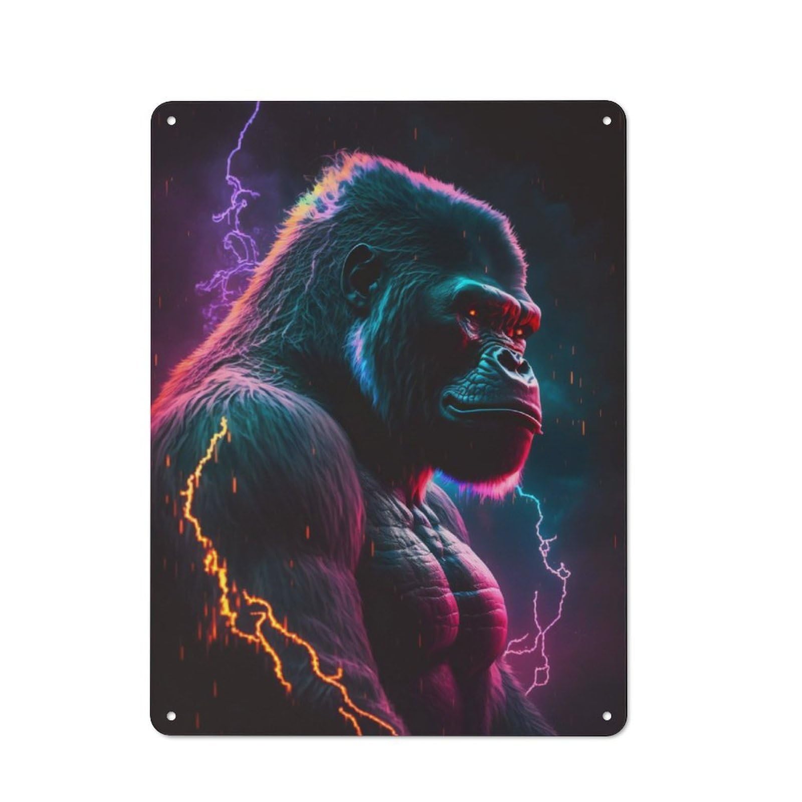 Junmoney Synthwave Gorilla Vintage Metal Sign 40X30cm For Guest Room Or Hallway, Suited To Guest Room Decorators