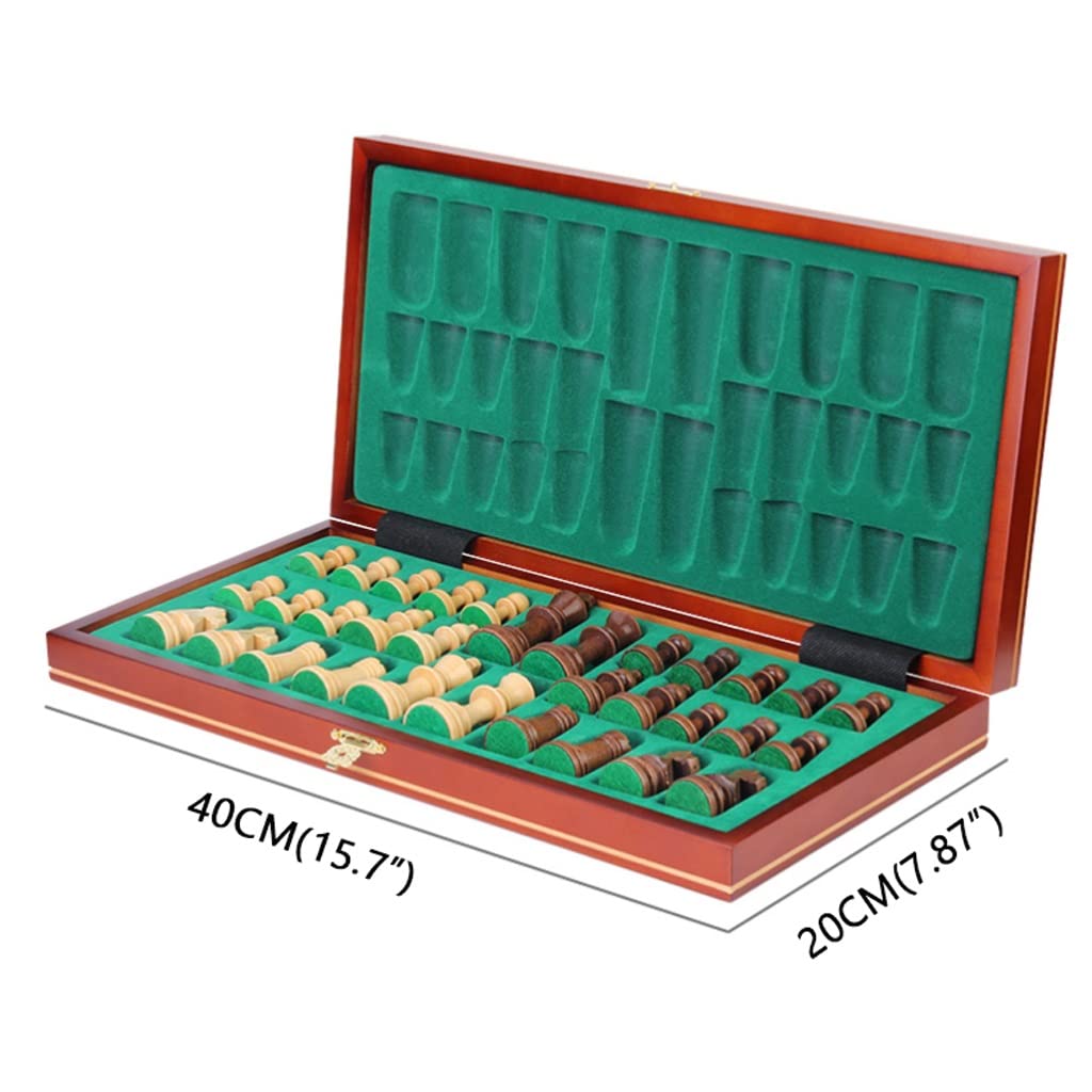 ZAW Schach Magnetische Schach Set Hochwertiges, hölzernes Schachbrett mit faltender Metallschloss Aufbewahrungsbox, Familienklassiker Schachspiel Geschenk Chess (Color : Weighted Pieces)
