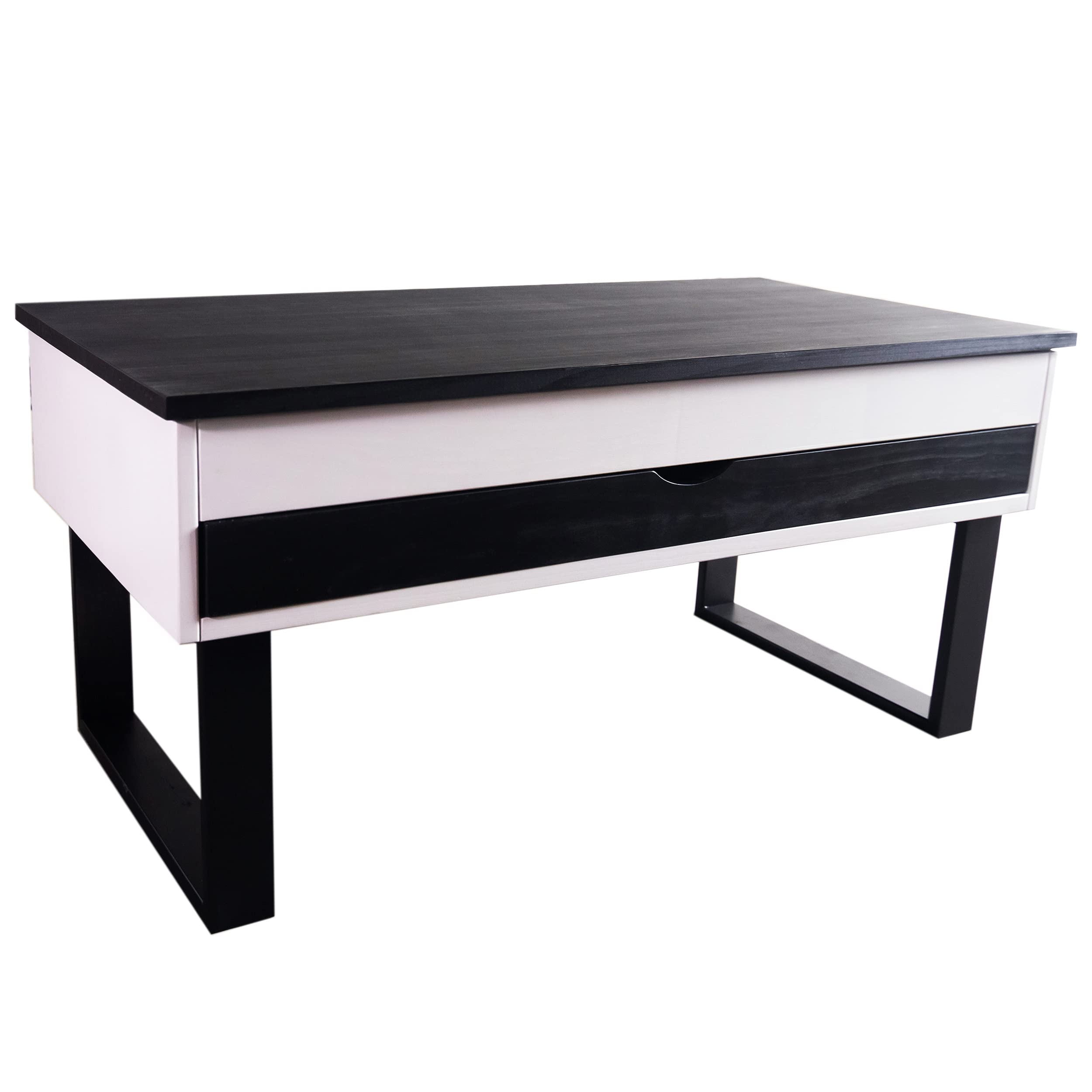 LoMasCasa - Tavolo da salotto da centro collezione Sonka sollevabile con cassetto scorrevole in legno naturale massiccio disponibile in bianco e nero - 100 x 50 x 48 cm