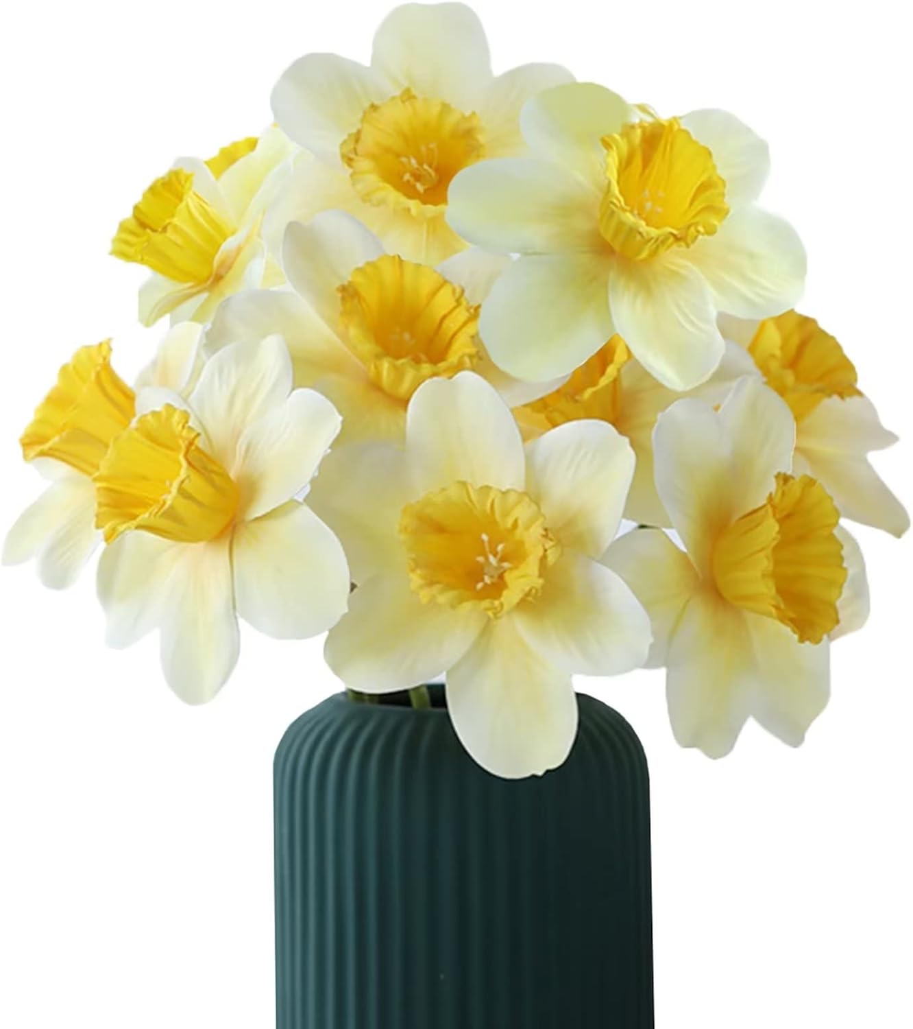 Emivery 10pcs White Artificial Flowers Real Touch Daffodils