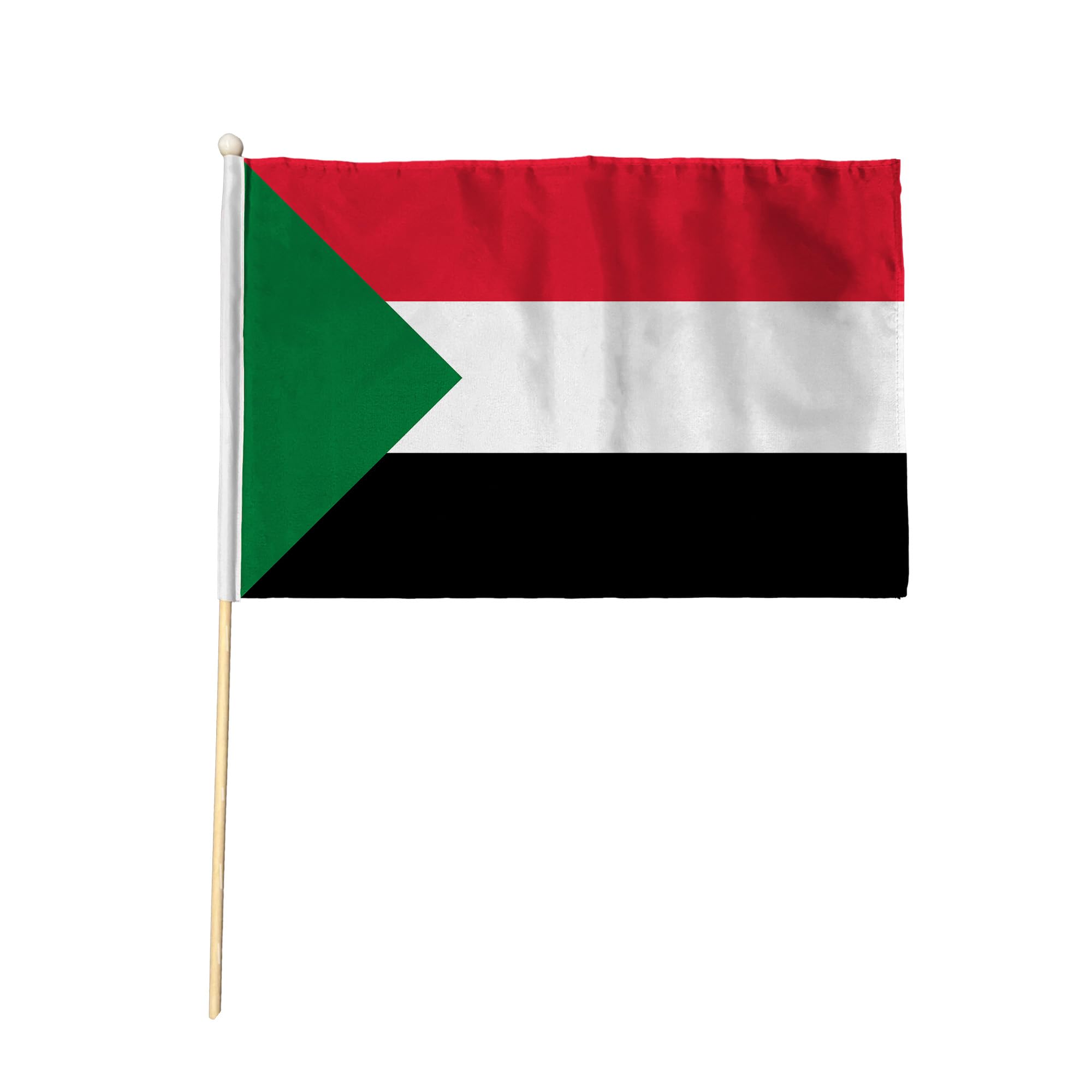 Flagtex South Sudan Pack of 2 Hand Waving Flag (9x6 Inch) - Premium Wooden Stick Hand Flag with Natural Wood Pole South Sudanese National Flag for Events Celebrations International Sports
