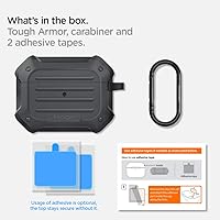 Vista 2 de Spigen Tough Armor - Funda de protección contra caídas con mosquetón diseñada para Airpods Pro (2019), color carbón