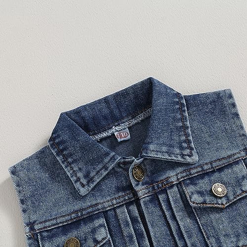 Image of Denim Vest Kids Girl Boy Fashion Coats Turn Dwon Collar Sleeveless Jackets Trendy Outwear