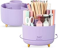 Vista 22 de SKYDUE Organizador de escritorio giratorio de 360 grados, soporte para lápices y bolígrafos de doble propósito, organizador de bolígrafos