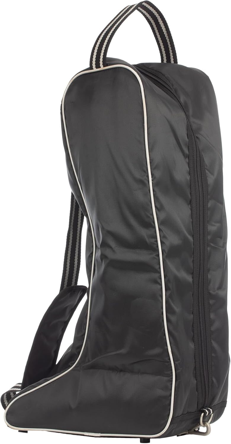 Equinavia Darby Equestrian Durable Padded Tall Boot Bag with Shoulder Strap - Black/Silver - One Size
