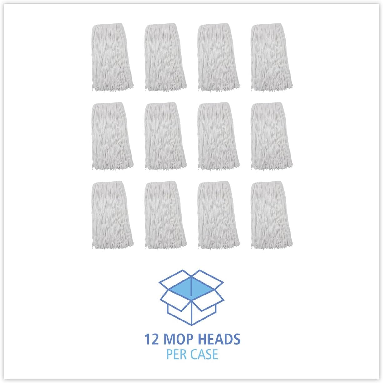 Boardwalk Premium Cut-End Wet Mop Heads, Rayon, 20oz, White, 12/Carton